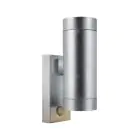 Nordlux Tin Wandlamp Metaal en Glas Grijs Up & Down - Buitenverlichting | 76mm - IP54 - Bewegings- en Lichtsensor - Geschikt voor 2x GU10